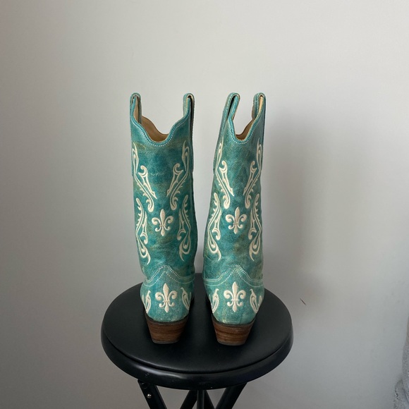 Corral Turquoise + cream embroidered western boots - Picture 7 of 7